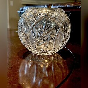 Williamsburg By Avitra Crystal Round Rose Bowl Vase Pinwheel/Pineapple Cut